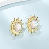 Sun Brass Micro Pave Clear Cubic Zirconia Stud Earrings EJEW-K324-02G-2
