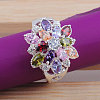 Cubic Zirconia Flower Finger Ring PW-WG24646-03-3