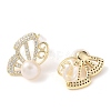 Natural Pearl Stud Earrings EJEW-L286-03G-2