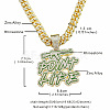 Hiphop Style Zinc Alloy Full Crystal Rhinestone Enamel Green Word Point Life Pendant Cuban Link Chain Necklaces for Men WG9A8ED-01-3
