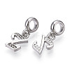 Platinum Rack Plating Alloy Rhinestone European Dangle Charms PALLOY-T048-36P-Z-2