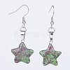 Natural & Synthetic Mixed Gemstone Dangle Earrings EJEW-JE02727-2
