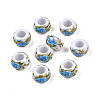 Flower Printed Opaque Acrylic Rondelle Beads SACR-S305-27-J02-1