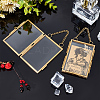 Rectangle Mini Brass Wall Hanging Photo Frame for Pressed Flower with Chain ODIS-WH0061-05AG-5