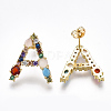 Brass Micro Pave Cubic Zirconia Ear Studs EJEW-S201-41A-1