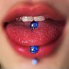 304 Stainless Steel with Acrylic Round Ball Straight Barbell Tongue Rings FS-WG99CB2-10-1