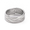 304 Stainless Steel Grooved Cuff Ring for Women RJEW-C053-05P-2