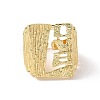 Rectangle with Word Mco Brass Open Cuff Ring RJEW-G270-06G-2