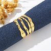 304 Stainless Steel Multilayer Open Cuff Rings for Women LS-RJEW-Z077-01G-05-1