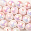 UV Plating Rainbow Iridescent Acrylic Beads OACR-F004-09B-1