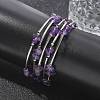 Natural  Amethyst Chip Warp Bracelets BJEW-JB01517-02-6