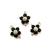 Brass Pave Cubic Zirconia Flower Links Connector Charms KK-H089-34G-03-1