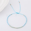 2mm Faceted Natural Amazonite Beaded Braided Adjustable Bracelets for Women PF2854-9-1