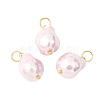 Electroplated Glass Imitation Pearl Pendants PALLOY-JF04579-03-1