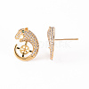 Brass Micro Pave Clear Cubic Zirconia Stud Earrings Findings KK-T062-118G-A-NF-3