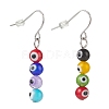 9 Pairs 9 Color Lampwork Evil Eye Round Beaded Dangle Earrings EJEW-JE05088-3