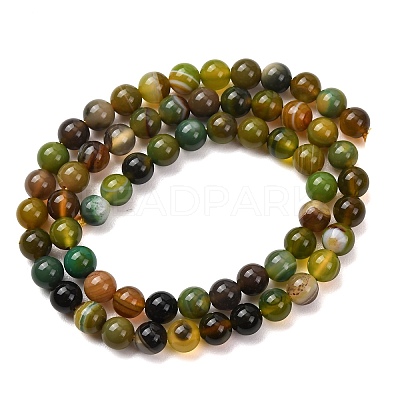 Natural Striped Agate/Banded Agate Bead Strands G-K155-A-6mm-08-1