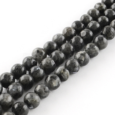 Natural Larvikite Round Beads Strands X-G-R342-8mm-09-1