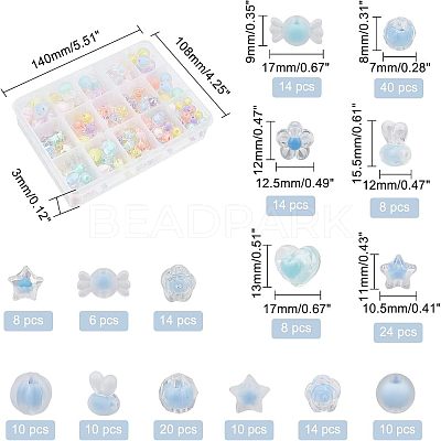 210Pcs 15 Style Transparent Acrylic Beads TACR-CA0001-06-1