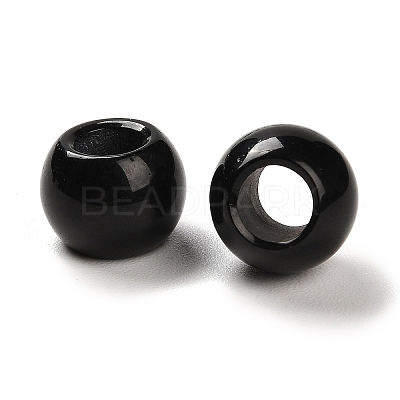 Natural Dyed & Heated Black Agate European Beads G-R488-01P-1