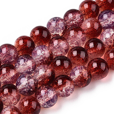 Transparent Crackle Baking Paint Glass Beads Strands DGLA-T003-01A-07-1