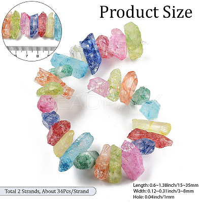 2 Strands Natural Dyed Quartz Pointed Stick Beads Strands G-PA0001-77-1