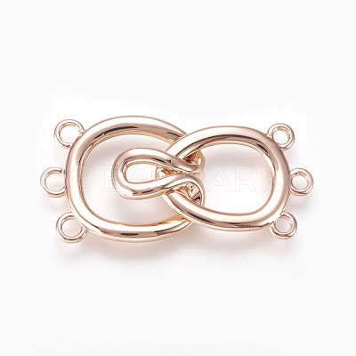 Brass Hook Clasps KK-P164-22RG-1