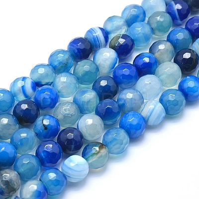 Natural Striped Agate/Banded Agate Beads G-J371-01-8mm-1