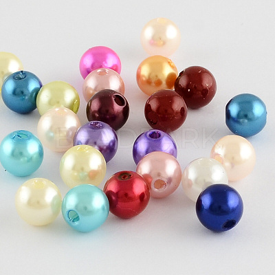 ABS Plastic Imitation Pearl Round Beads SACR-S074-6mm-M-1