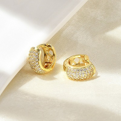 Brass Micro Pave Cubic Zirconia Hoop Earrings LS-EJEW-D311-078G-1
