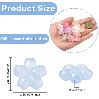 50Pcs Luminous Transparent Acrylic Beads LACR-YW0001-08-1