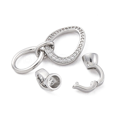 Brass Micro Pave Clear Cubic Zirconia Fold Over Clasps KK-U059-24P-1