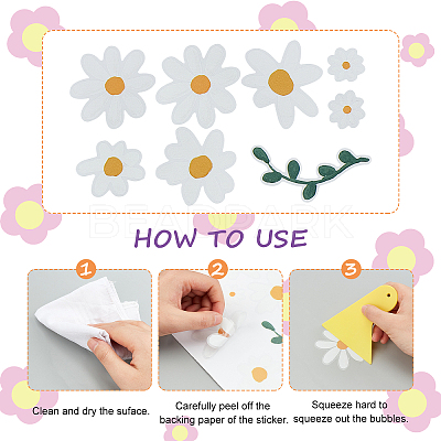 6 Sheets Daisy Flower PVC Sticker AJEW-WH0283-48-1