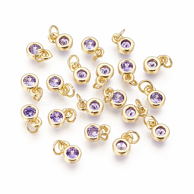 Brass with Single Cubic Zirconia Charms ZIRC-F095-03G-05-1