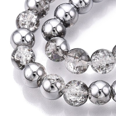 Electroplated Crackle Glass Beads Strands X-EGLA-N014-6mm-03-1