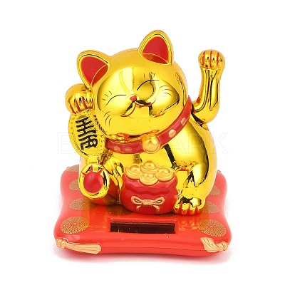 ABS Plastic Solar Powered Maneki-neko Figurines DJEW-B017-01A-03-1