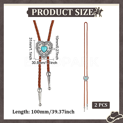 2Pcs PU Leather Bolo Tie Necklaces NJEW-ME0001-22B-1
