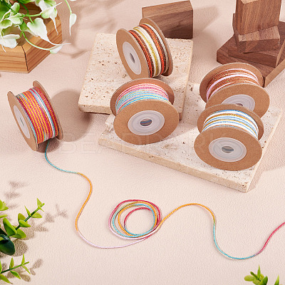 5 Rolls 5 Colors Segment Dyed Macrame Cotton Cord OCOR-TA0004-05B-1