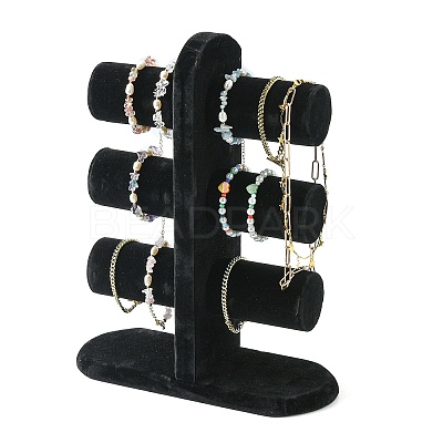 Wooden Velours T-Bar Bracelet/Bangle Display Stands BDIS-N018-01-1