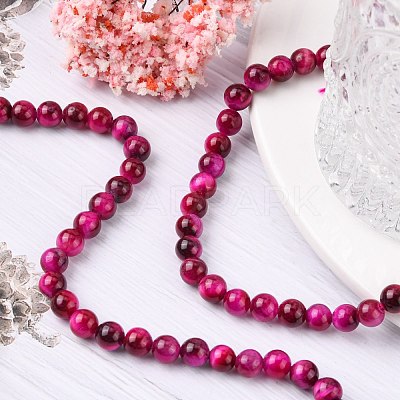 Natural Rose Tiger Eye Beads Strands X-G-G099-6mm-12-1