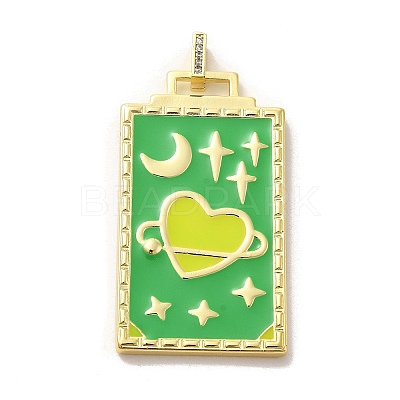 Brass Micro Pave Cubic Zirconia Pendant with Enamel KK-H458-02G-K02-1