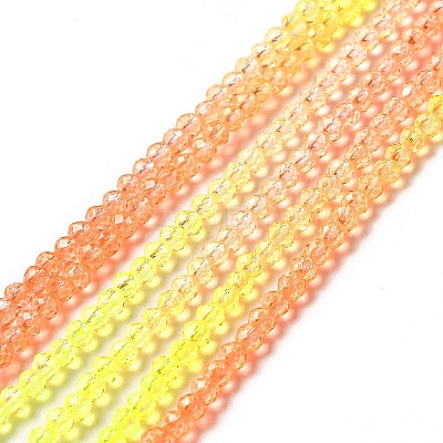 Transparent Gradient Color Glass Beads Strands LS-GLAA-H021-01B-09-1