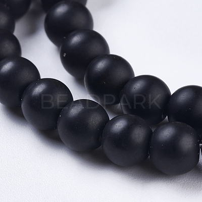 Synthetic Black Stone Bead Strands X-G-R345-6mm-38-1-1