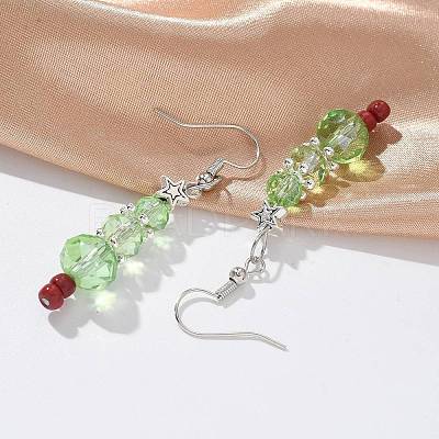 Christmas Glass Beads Dangle Earrings X-EJEW-JE01624-1