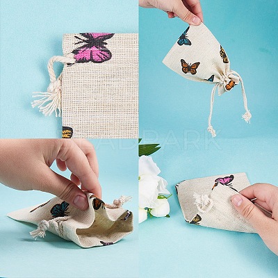 Polycotton(Polyester Cotton) Packing Pouches Drawstring Bags X-ABAG-T004-10x14-03-1