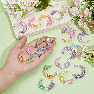 20Pcs Transparent UV Plating Acrylic Beads PACR-PA0001-28-1