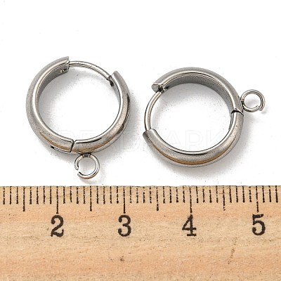 Tarnish Resistant 201 Stainless Steel Huggie Hoop Earring Findings STAS-P283-01W-P-1