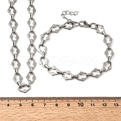 304 Stainless Steel Link Chain Bracelet & Necklace Jewelry Sets SJEW-L199-20P-1
