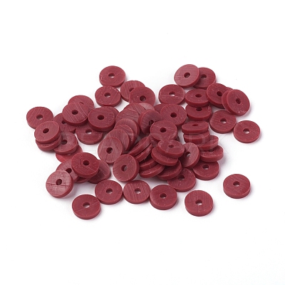 Flat Round Handmade Polymer Clay Beads CLAY-R067-6.0mm-29-1