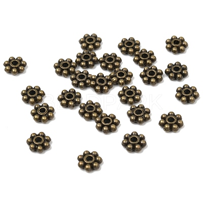 Tibetan Style Alloy Beads Daisy Spacer Beads X-LF1249Y-01AB-RS-1